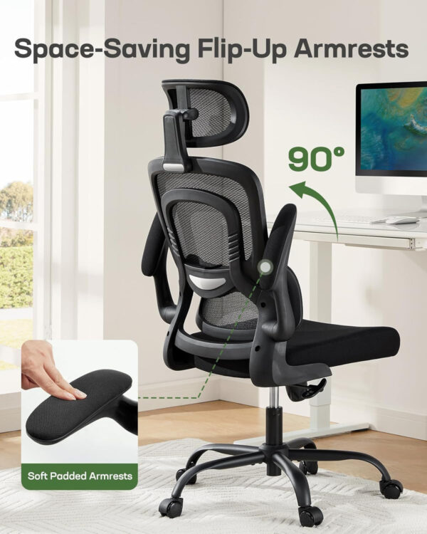 Marsail Ergonomic Office Chair: Office Computer Desk Chair with High Back Mesh and Adjustable Lumbar Support Rolling Work Swivel Task Chairs with Wheel 3D Armrests and Headrest