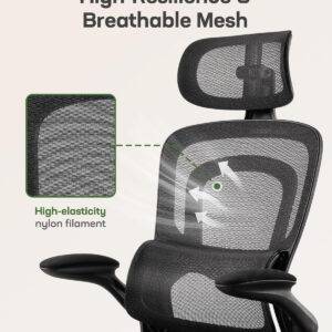 Marsail Ergonomic Office Chair: Office Computer Desk Chair with High Back Mesh and Adjustable Lumbar Support Rolling Work Swivel Task Chairs with Wheel 3D Armrests and Headrest