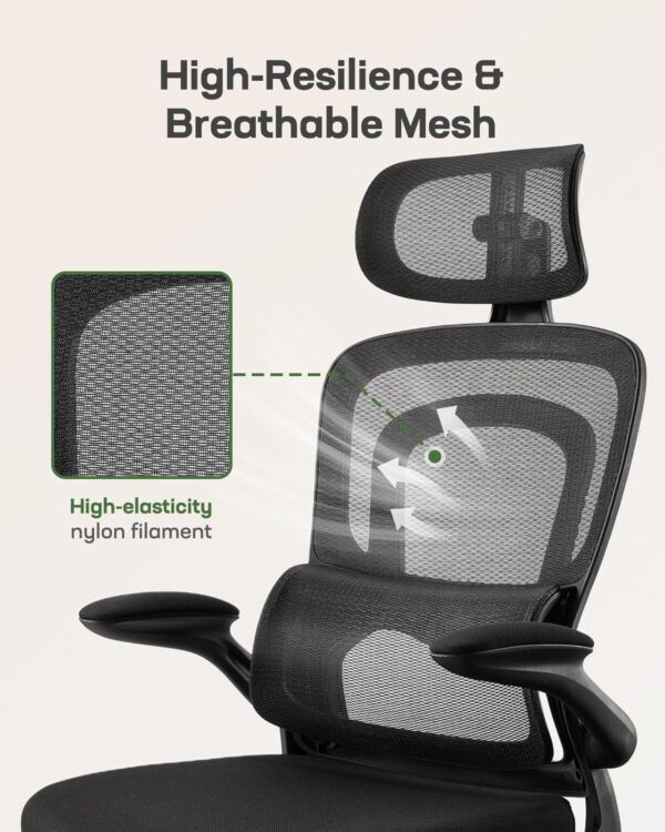 Marsail Ergonomic Office Chair: Office Computer Desk Chair with High Back Mesh and Adjustable Lumbar Support Rolling Work Swivel Task Chairs with Wheel 3D Armrests and Headrest