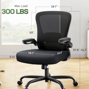 Marsail Ergonomic Office Chair: Office Computer Desk Chair with High Back Mesh and Adjustable Lumbar Support Rolling Work Swivel Task Chairs with Wheel 3D Armrests and Headrest