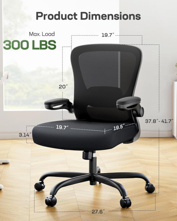 Marsail Ergonomic Office Chair: Office Computer Desk Chair with High Back Mesh and Adjustable Lumbar Support Rolling Work Swivel Task Chairs with Wheel 3D Armrests and Headrest