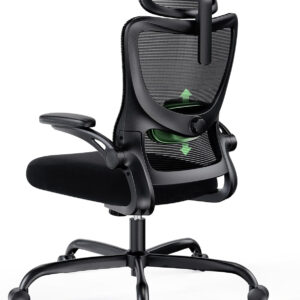 Marsail Ergonomic Office Chair: Office Computer Desk Chair with High Back Mesh and Adjustable Lumbar Support Rolling Work Swivel Task Chairs with Wheel 3D Armrests and Headrest