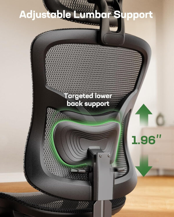 Marsail Ergonomic Office Chair: Office Computer Desk Chair with High Back Mesh and Adjustable Lumbar Support Rolling Work Swivel Task Chairs with Wheel 3D Armrests and Headrest