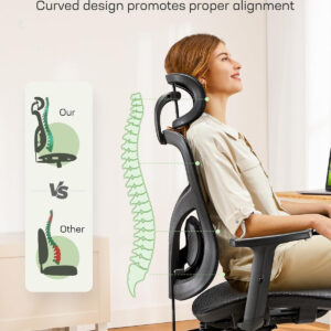 Marsail Ergonomic Office Chair: Office Computer Desk Chair with High Back Mesh and Adjustable Lumbar Support Rolling Work Swivel Task Chairs with Wheel 3D Armrests and Headrest