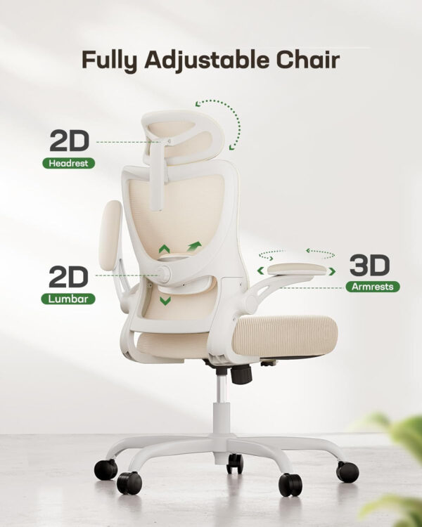 Marsail Ergonomic Office Chair: Office Computer Desk Chair with High Back Mesh and Adjustable Lumbar Support Rolling Work Swivel Task Chairs with Wheel 3D Armrests and Headrest