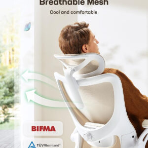 Marsail Ergonomic Office Chair: Office Computer Desk Chair with High Back Mesh and Adjustable Lumbar Support Rolling Work Swivel Task Chairs with Wheel 3D Armrests and Headrest