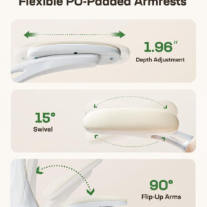 Marsail Ergonomic Office Chair: Office Computer Desk Chair with High Back Mesh and Adjustable Lumbar Support Rolling Work Swivel Task Chairs with Wheel 3D Armrests and Headrest
