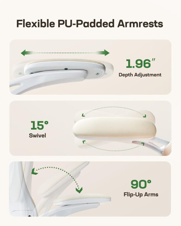 Marsail Ergonomic Office Chair: Office Computer Desk Chair with High Back Mesh and Adjustable Lumbar Support Rolling Work Swivel Task Chairs with Wheel 3D Armrests and Headrest