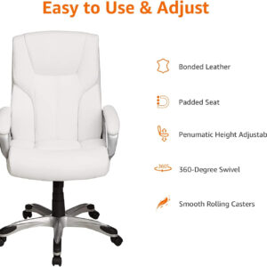 Amazon Basics Executive High Back Office Desk Chair, Adjustable Height, Tilt, Swivel, One Size, Brown/Gold