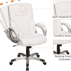 Amazon Basics Executive High Back Office Desk Chair, Adjustable Height, Tilt, Swivel, One Size, Brown/Gold