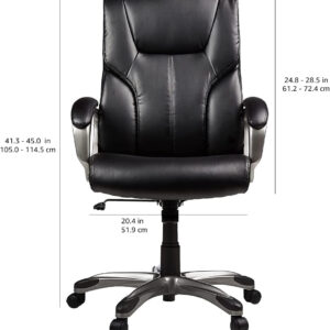 Amazon Basics Executive High Back Office Desk Chair, Adjustable Height, Tilt, Swivel, One Size, Brown/Gold