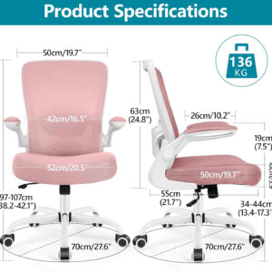 FelixKing Office Chair, Ergonomic Desk Chair Breathable Mesh Chairs with Adjustable High Back Lumbar Support Flip-up Armrests, Executive Swivel Comfy Task Computer Chairs for Home Office Black