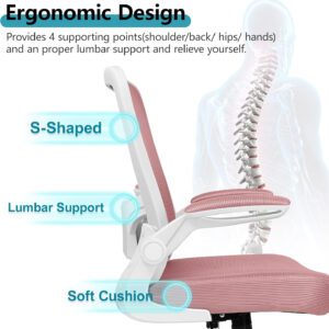 FelixKing Office Chair, Ergonomic Desk Chair Breathable Mesh Chairs with Adjustable High Back Lumbar Support Flip-up Armrests, Executive Swivel Comfy Task Computer Chairs for Home Office Black