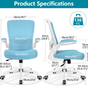 FelixKing Office Chair, Ergonomic Desk Chair Breathable Mesh Chairs with Adjustable High Back Lumbar Support Flip-up Armrests, Executive Swivel Comfy Task Computer Chairs for Home Office Black