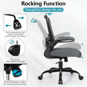 FelixKing Office Chair, Ergonomic Desk Chair Breathable Mesh Chairs with Adjustable High Back Lumbar Support Flip-up Armrests, Executive Swivel Comfy Task Computer Chairs for Home Office Black