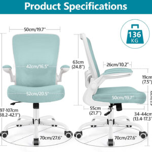 FelixKing Office Chair, Ergonomic Desk Chair Breathable Mesh Chairs with Adjustable High Back Lumbar Support Flip-up Armrests, Executive Swivel Comfy Task Computer Chairs for Home Office Black