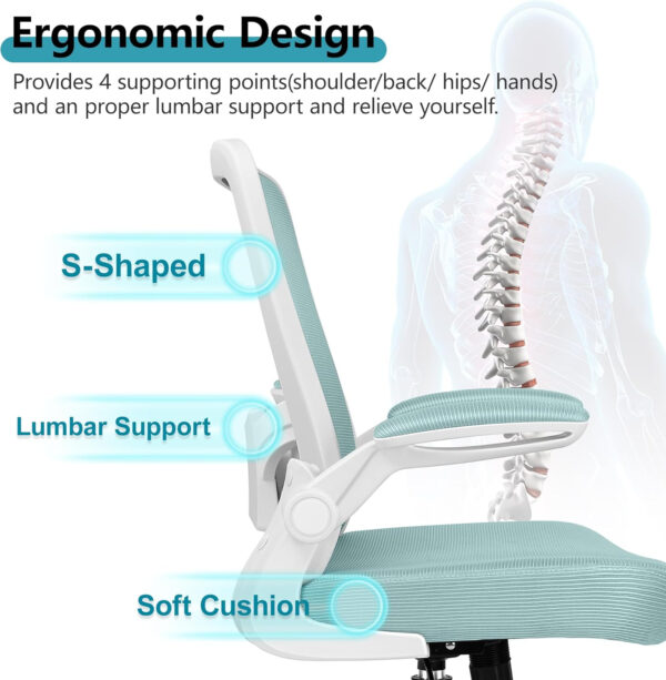 FelixKing Office Chair, Ergonomic Desk Chair Breathable Mesh Chairs with Adjustable High Back Lumbar Support Flip-up Armrests, Executive Swivel Comfy Task Computer Chairs for Home Office Black