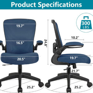 FelixKing Office Chair, Ergonomic Desk Chair Breathable Mesh Chairs with Adjustable High Back Lumbar Support Flip-up Armrests, Executive Swivel Comfy Task Computer Chairs for Home Office Black