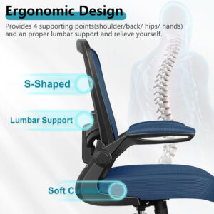 FelixKing Office Chair, Ergonomic Desk Chair Breathable Mesh Chairs with Adjustable High Back Lumbar Support Flip-up Armrests, Executive Swivel Comfy Task Computer Chairs for Home Office Black