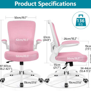 FelixKing Office Chair, Ergonomic Desk Chair Breathable Mesh Chairs with Adjustable High Back Lumbar Support Flip-up Armrests, Executive Swivel Comfy Task Computer Chairs for Home Office Black