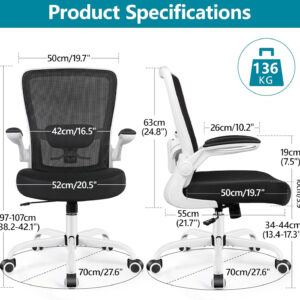 FelixKing Office Chair, Ergonomic Desk Chair Breathable Mesh Chairs with Adjustable High Back Lumbar Support Flip-up Armrests, Executive Swivel Comfy Task Computer Chairs for Home Office Black