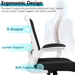 FelixKing Office Chair, Ergonomic Desk Chair Breathable Mesh Chairs with Adjustable High Back Lumbar Support Flip-up Armrests, Executive Swivel Comfy Task Computer Chairs for Home Office Black