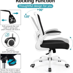 FelixKing Office Chair, Ergonomic Desk Chair Breathable Mesh Chairs with Adjustable High Back Lumbar Support Flip-up Armrests, Executive Swivel Comfy Task Computer Chairs for Home Office Black