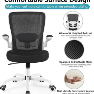 FelixKing Office Chair, Ergonomic Desk Chair Breathable Mesh Chairs with Adjustable High Back Lumbar Support Flip-up Armrests, Executive Swivel Comfy Task Computer Chairs for Home Office Black