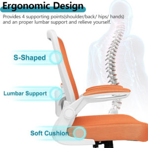 FelixKing Office Chair, Ergonomic Desk Chair Breathable Mesh Chairs with Adjustable High Back Lumbar Support Flip-up Armrests, Executive Swivel Comfy Task Computer Chairs for Home Office Black