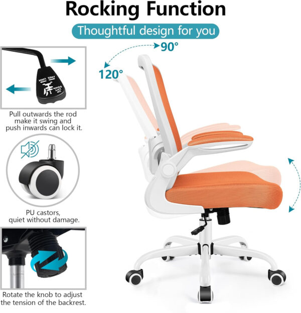 FelixKing Office Chair, Ergonomic Desk Chair Breathable Mesh Chairs with Adjustable High Back Lumbar Support Flip-up Armrests, Executive Swivel Comfy Task Computer Chairs for Home Office Black