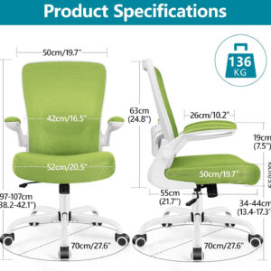 FelixKing Office Chair, Ergonomic Desk Chair Breathable Mesh Chairs with Adjustable High Back Lumbar Support Flip-up Armrests, Executive Swivel Comfy Task Computer Chairs for Home Office Black