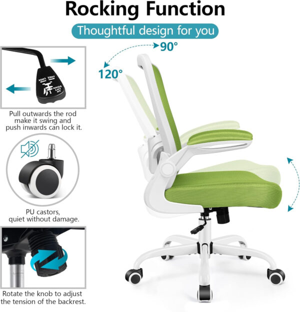 FelixKing Office Chair, Ergonomic Desk Chair Breathable Mesh Chairs with Adjustable High Back Lumbar Support Flip-up Armrests, Executive Swivel Comfy Task Computer Chairs for Home Office Black