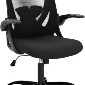 Primy Office Chair Ergonomic Desk Chair with Flip up Armrests Swivel Breathable Desk Mesh Computer Chair with Adjustable Lumbar Support and Height for Conference Room (Black)