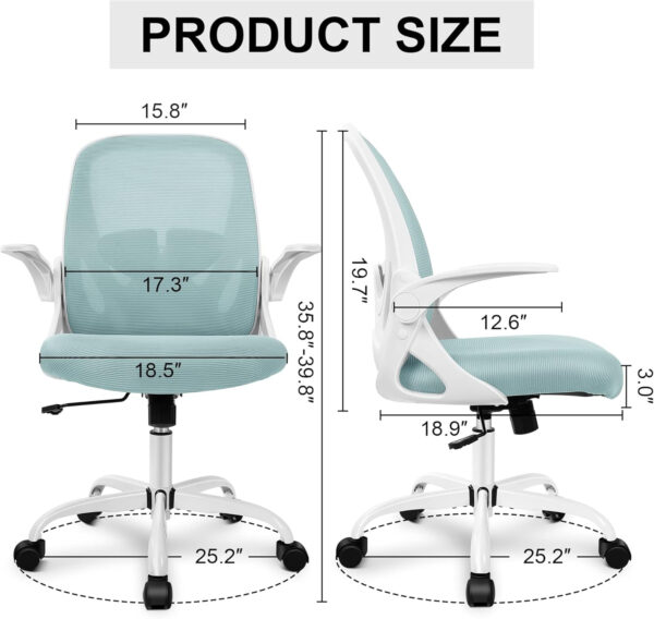 Primy Office Chair Ergonomic Desk Chair with Flip up Armrests Swivel Breathable Desk Mesh Computer Chair with Adjustable Lumbar Support and Height for Conference Room (Black)