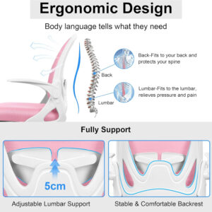 Primy Office Chair Ergonomic Desk Chair with Flip up Armrests Swivel Breathable Desk Mesh Computer Chair with Adjustable Lumbar Support and Height for Conference Room (Black)
