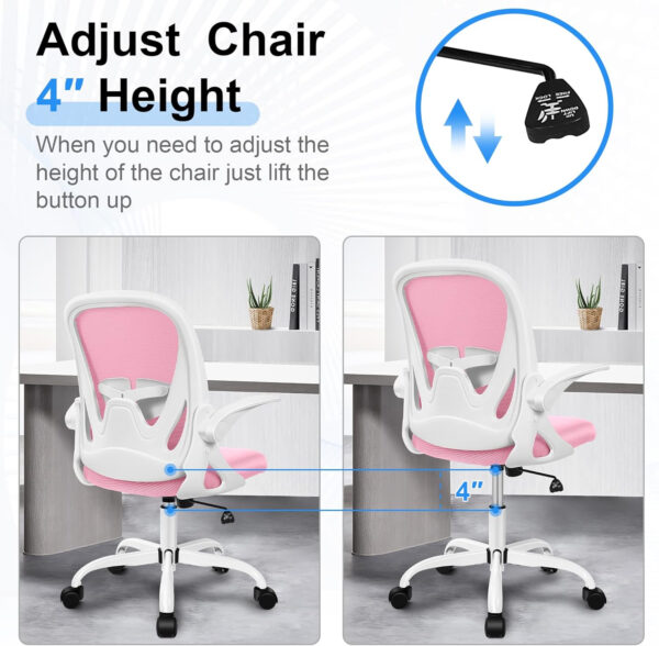 Primy Office Chair Ergonomic Desk Chair with Flip up Armrests Swivel Breathable Desk Mesh Computer Chair with Adjustable Lumbar Support and Height for Conference Room (Black)