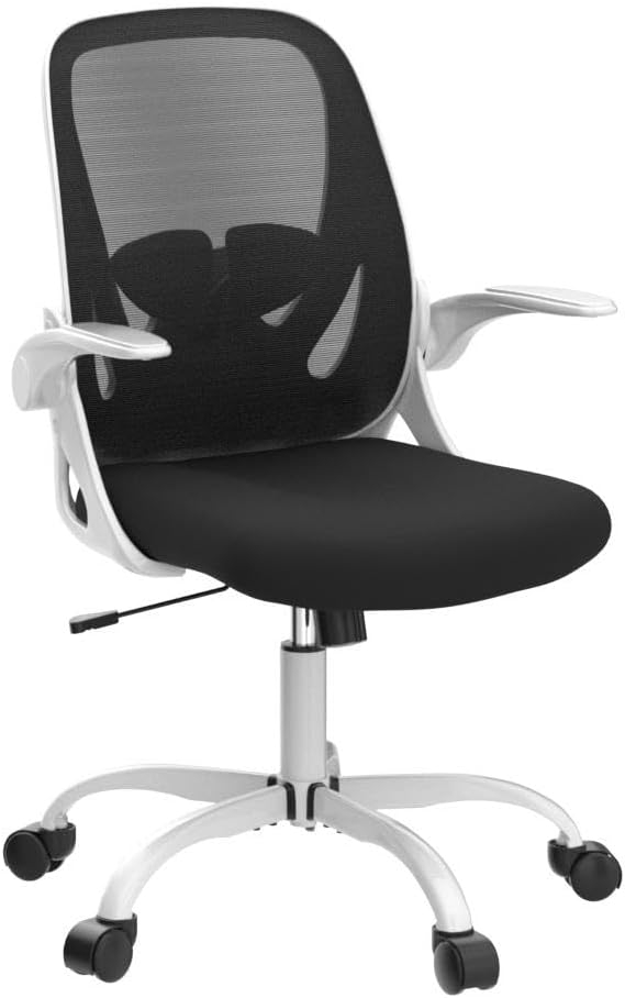 Primy Office Chair Ergonomic Desk Chair with Flip up Armrests Swivel Breathable Desk Mesh Computer Chair with Adjustable Lumbar Support and Height for Conference Room (Black)