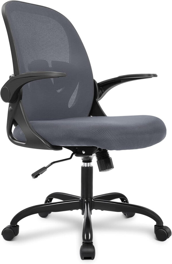 Primy Office Chair Ergonomic Desk Chair with Flip up Armrests Swivel Breathable Desk Mesh Computer Chair with Adjustable Lumbar Support and Height for Conference Room (Black)