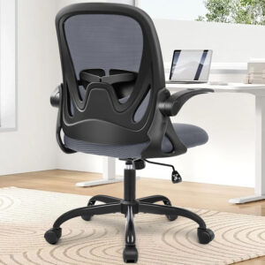 Primy Office Chair Ergonomic Desk Chair with Flip up Armrests Swivel Breathable Desk Mesh Computer Chair with Adjustable Lumbar Support and Height for Conference Room (Black)