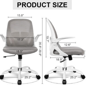 Primy Office Chair Ergonomic Desk Chair with Flip up Armrests Swivel Breathable Desk Mesh Computer Chair with Adjustable Lumbar Support and Height for Conference Room (Black)