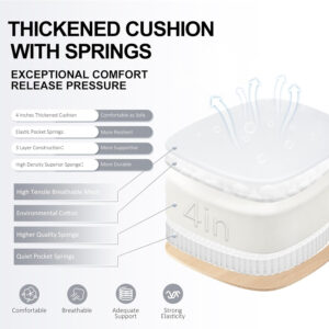 Ergonomic Office Chair,Ultra Thick Office Desk Chair with Adjustable Lumbar Support and Headrest,Spring Cushion,Rocking Function,Flip-up arms,Mesh Computer Chair for Home Office,White