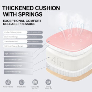 Ergonomic Office Chair,Ultra Thick Office Desk Chair with Adjustable Lumbar Support and Headrest,Spring Cushion,Rocking Function,Flip-up arms,Mesh Computer Chair for Home Office,White