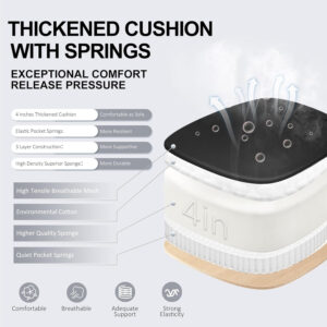 Ergonomic Office Chair,Ultra Thick Office Desk Chair with Adjustable Lumbar Support and Headrest,Spring Cushion,Rocking Function,Flip-up arms,Mesh Computer Chair for Home Office,White