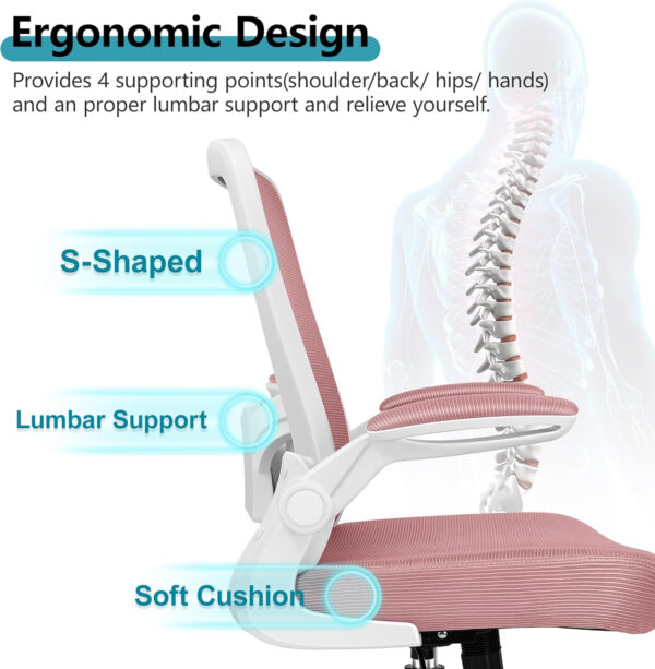 FelixKing Office Chair, Ergonomic Desk Chair Breathable Mesh Chairs with Adjustable High Back Lumbar Support Flip-up Armrests, Executive Swivel Comfy Task Computer Chairs for Home Office Black