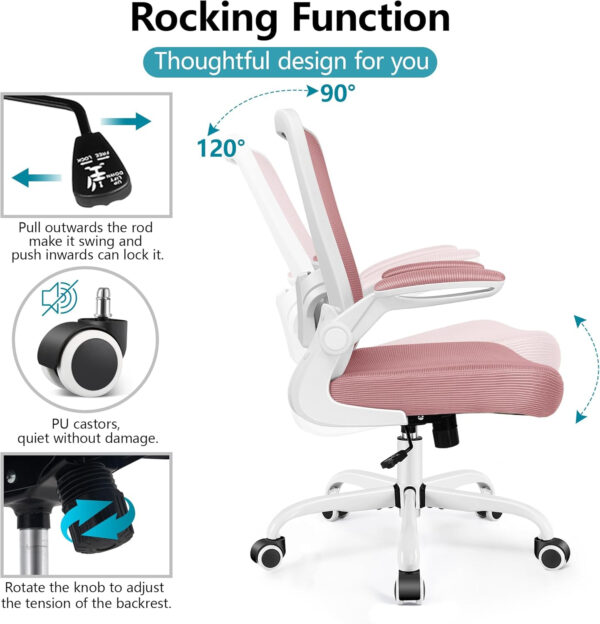 FelixKing Office Chair, Ergonomic Desk Chair Breathable Mesh Chairs with Adjustable High Back Lumbar Support Flip-up Armrests, Executive Swivel Comfy Task Computer Chairs for Home Office Black