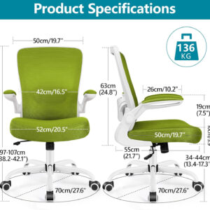 FelixKing Office Chair, Ergonomic Desk Chair Breathable Mesh Chairs with Adjustable High Back Lumbar Support Flip-up Armrests, Executive Swivel Comfy Task Computer Chairs for Home Office Black
