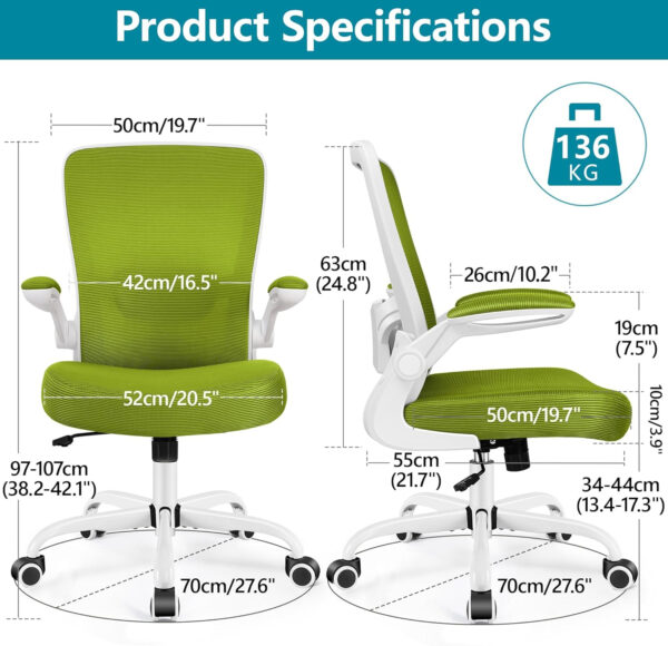FelixKing Office Chair, Ergonomic Desk Chair Breathable Mesh Chairs with Adjustable High Back Lumbar Support Flip-up Armrests, Executive Swivel Comfy Task Computer Chairs for Home Office Black