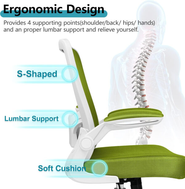 FelixKing Office Chair, Ergonomic Desk Chair Breathable Mesh Chairs with Adjustable High Back Lumbar Support Flip-up Armrests, Executive Swivel Comfy Task Computer Chairs for Home Office Black