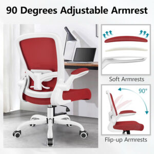FelixKing Office Chair, Ergonomic Desk Chair Breathable Mesh Chairs with Adjustable High Back Lumbar Support Flip-up Armrests, Executive Swivel Comfy Task Computer Chairs for Home Office Black