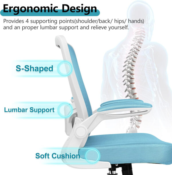 FelixKing Office Chair, Ergonomic Desk Chair Breathable Mesh Chairs with Adjustable High Back Lumbar Support Flip-up Armrests, Executive Swivel Comfy Task Computer Chairs for Home Office Black